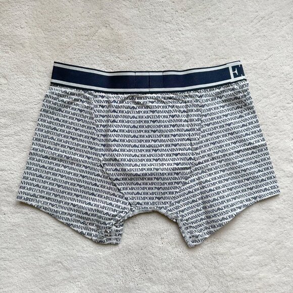 NWT Authentic GA EMPORIO ARMANI All-Over Logo STRETCH COTTON TRUNKS (2) Size M - Picture 10 of 15